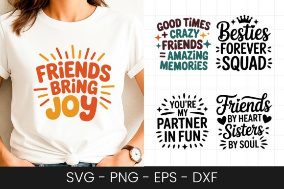 Friends Bring Joy Quote Design SVG PNG: Graphics for Crafts & Local Branding