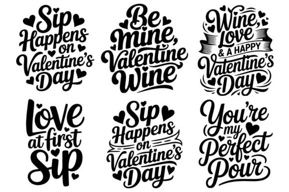 Valentine Wine Quotes SVG Bundle: Graphics for Crafts
